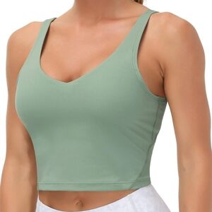THE GYM PEOPLE Tank Top Longline Women’s Medium Support Workout Green Small